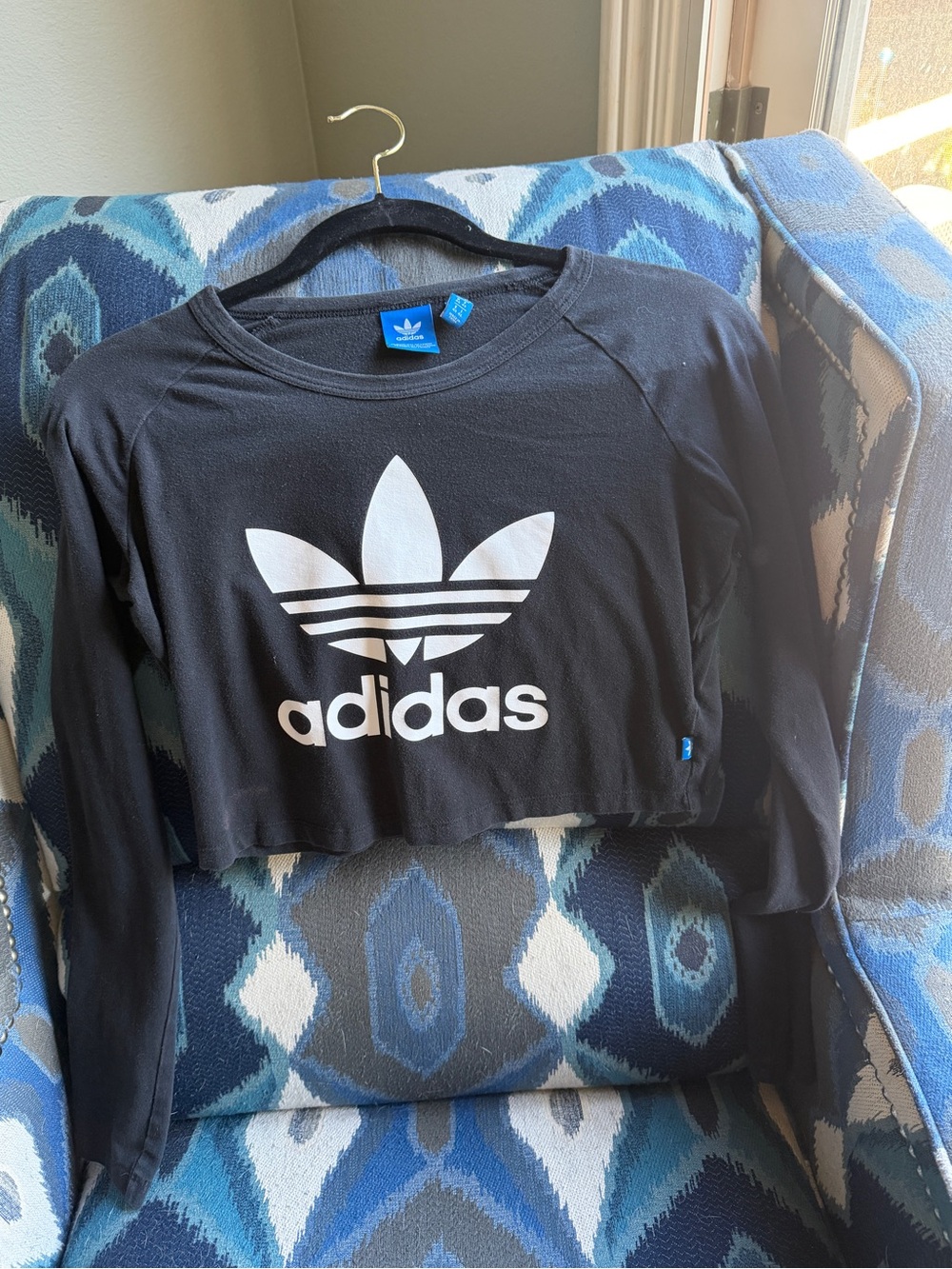 adidas Black Cropped Long-Sleeve Top